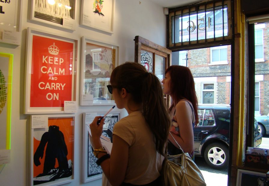 Girls looking at prints