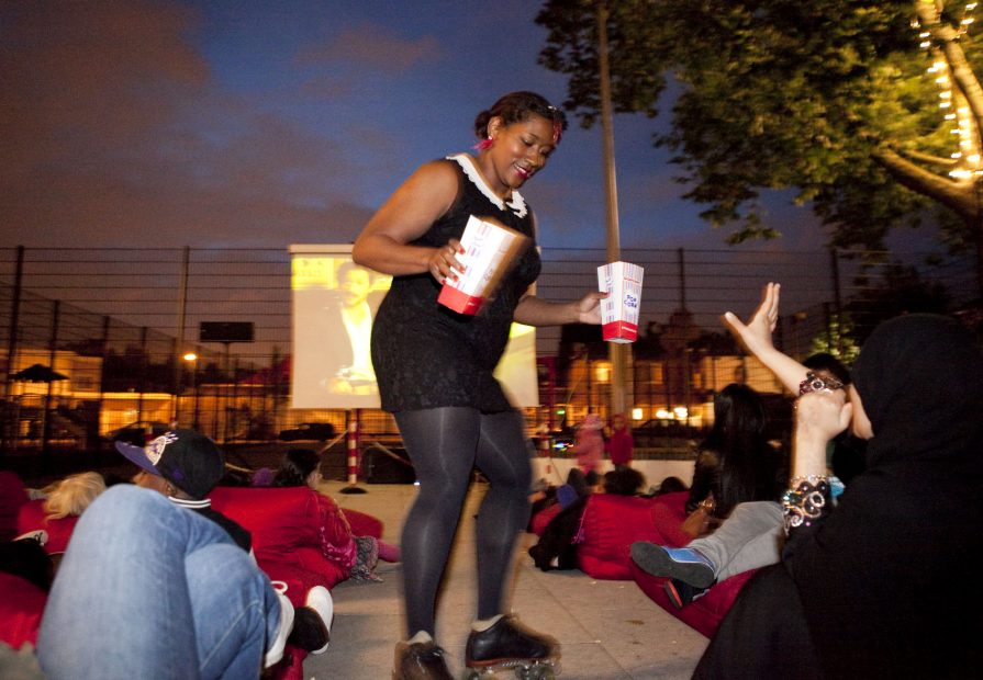 Wood Street Fiesta outdoor cinema audience
